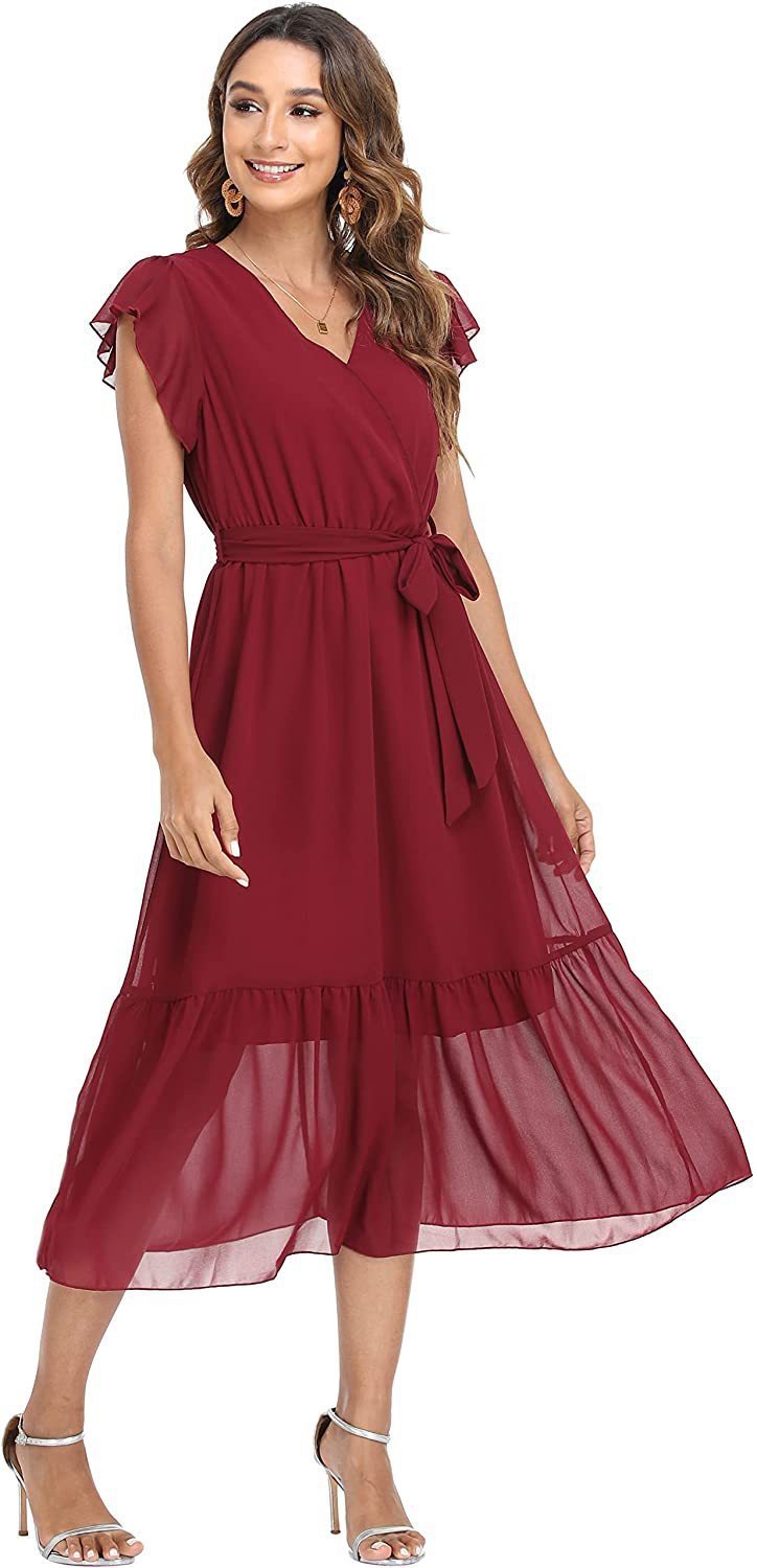 Printed V-neck Cross Lace-up European Clothing Skirt