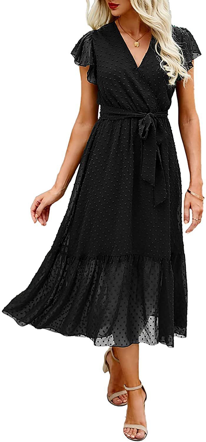Printed V-neck Cross Lace-up European Clothing Skirt
