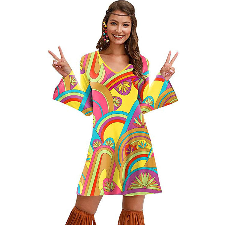 Hippie Print Dress Women Clothing