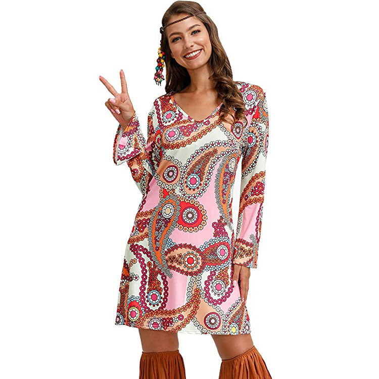 Hippie Print Dress Women Clothing
