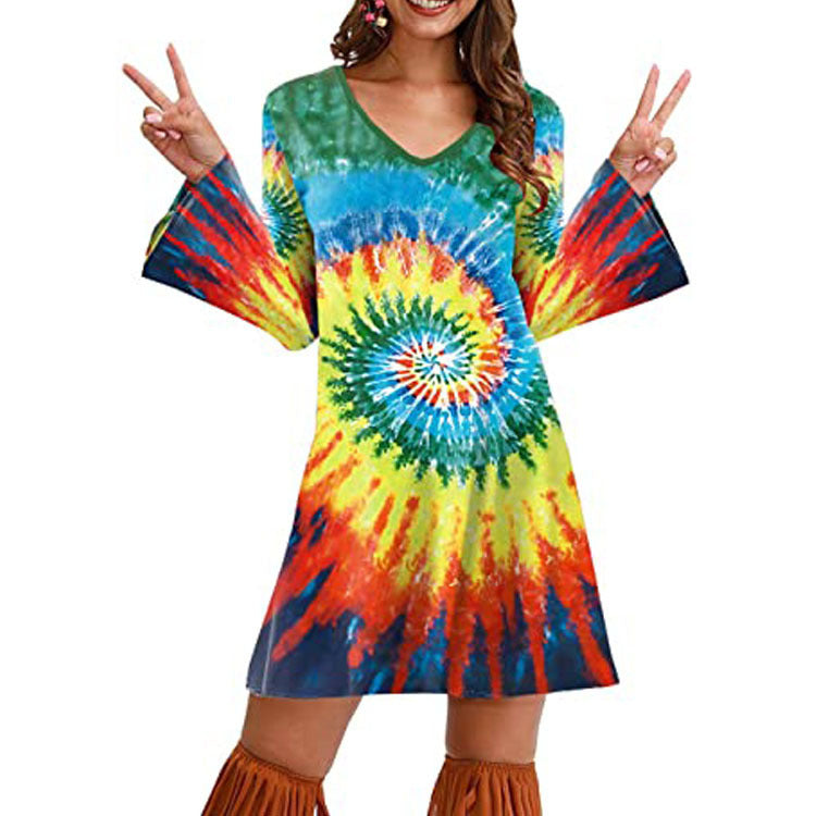 Hippie Print Dress Women Clothing