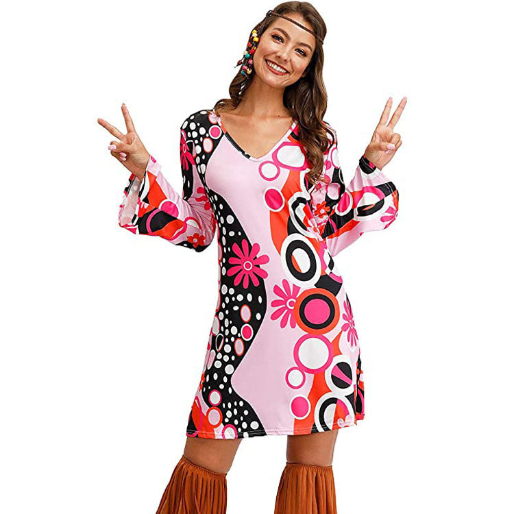 Hippie Print Dress Women Clothing