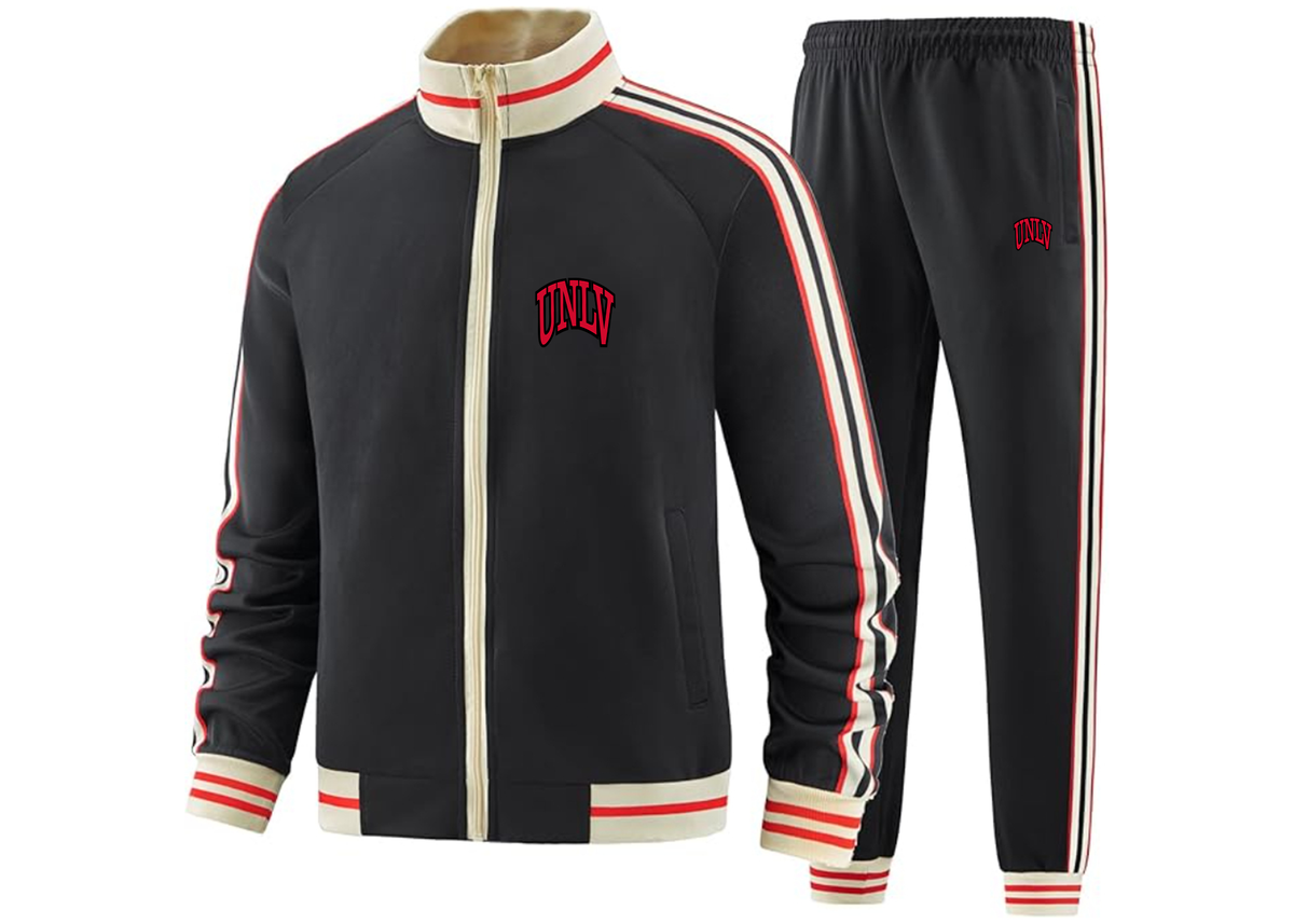 SweatRo Men's UNLV Rebels Two Piece Designer Tracksuit with Bold Striped Accents