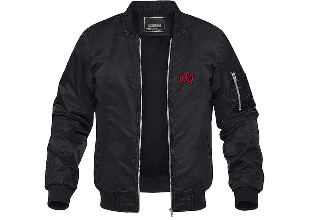SweatRo Men's UNLV Rebels Lightweight Bomber Jacket Windbreaker Softshell Varsity Jacket Coat