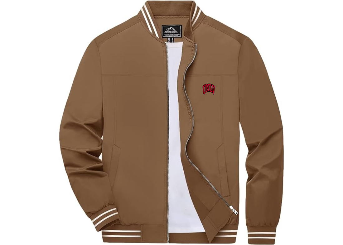 Men's UNLV Rebels Lightweight Zip-Up Bomber Jacket with Ribbed Collar and Cuffs Versatile Casual Outerwear