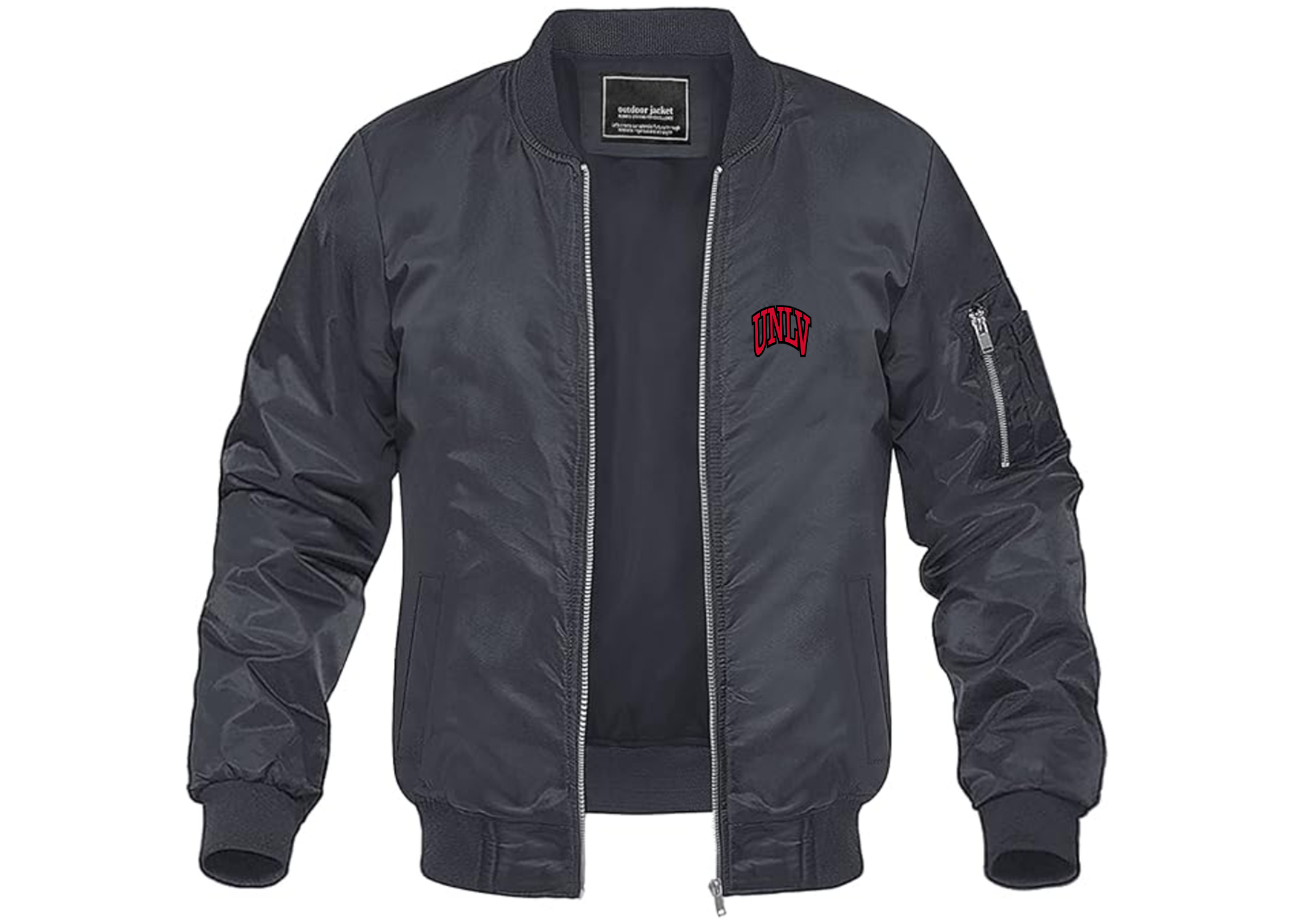 SweatRo Men's UNLV Rebels Lightweight Bomber Jacket Windbreaker Softshell Varsity Jacket Coat