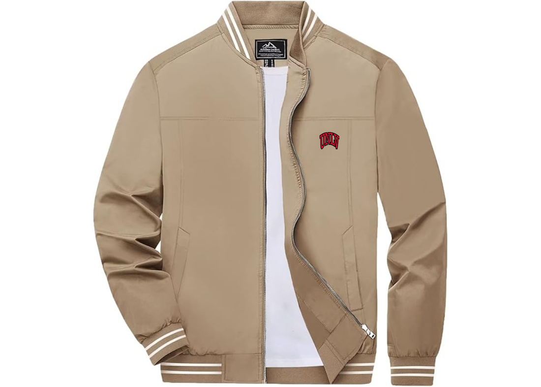 Men's UNLV Rebels Lightweight Zip-Up Bomber Jacket with Ribbed Collar and Cuffs Versatile Casual Outerwear