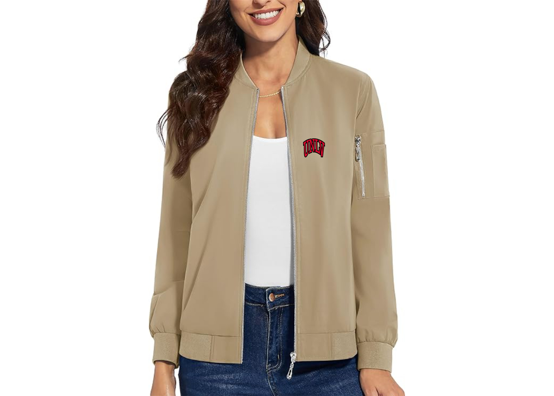 Women's UNLV Rebels Premium Bomber Jacket with Polished Detailing and Functional Sleeve Pocket Modern Luxury Outerwear