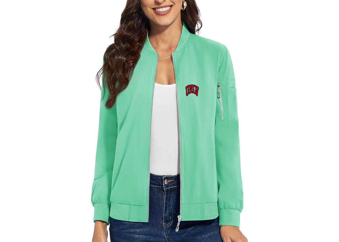 Women's UNLV Rebels Premium Bomber Jacket with Polished Detailing and Functional Sleeve Pocket Modern Luxury Outerwear