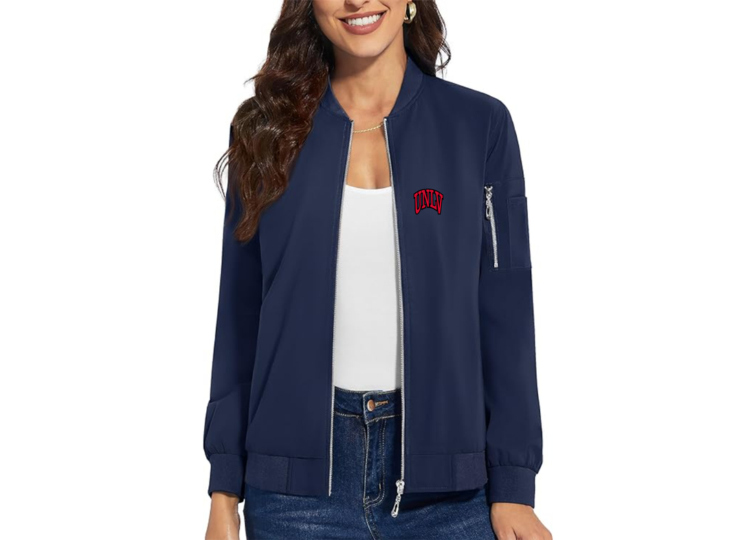 Women's UNLV Rebels Premium Bomber Jacket with Polished Detailing and Functional Sleeve Pocket Modern Luxury Outerwear