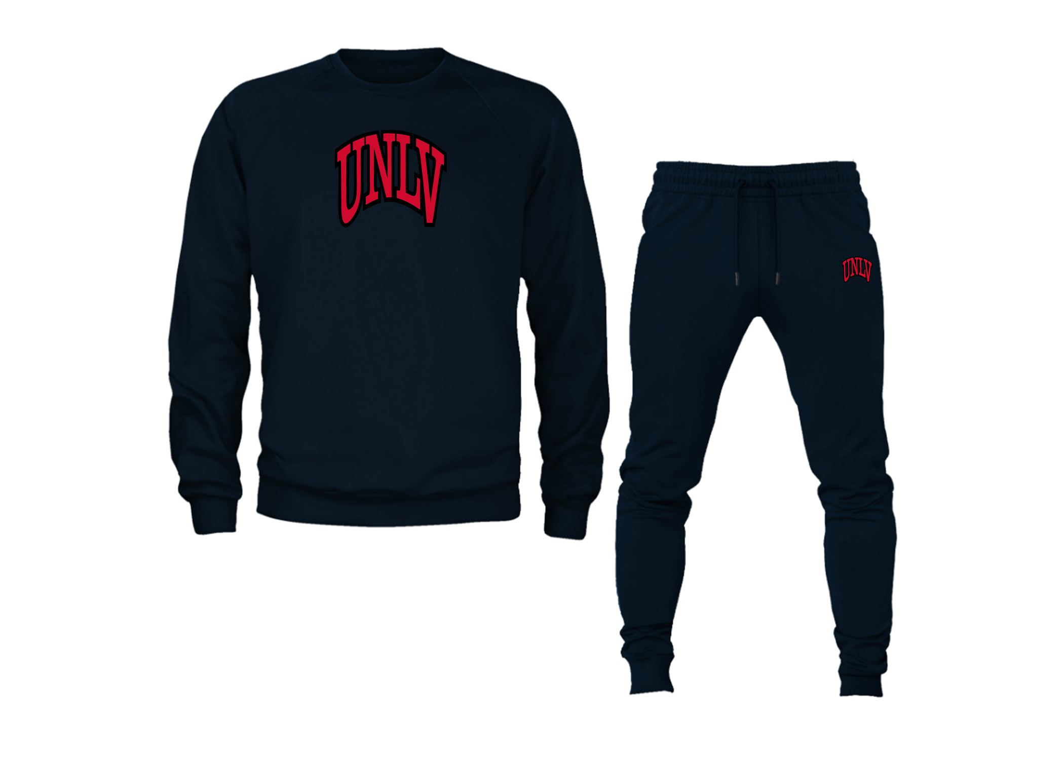 SweatRo Men's UNLV Rebels Crewneck Sweatshirt Joggers Suit