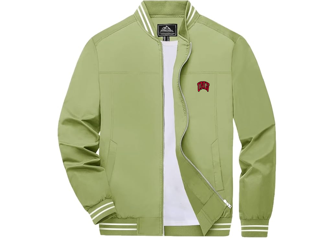 Men's UNLV Rebels Lightweight Zip-Up Bomber Jacket with Ribbed Collar and Cuffs Versatile Casual Outerwear