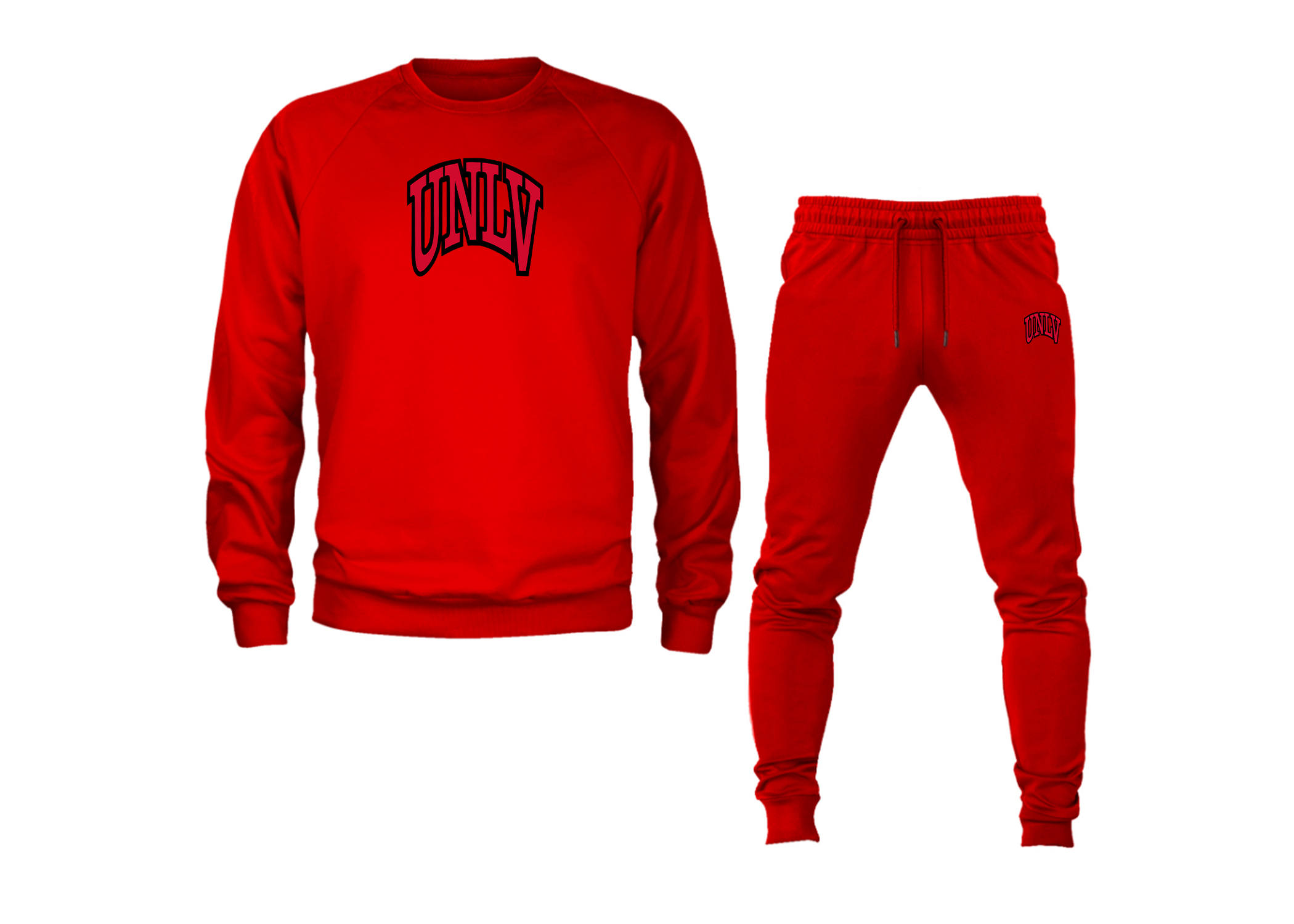 SweatRo Men's UNLV Rebels Crewneck Sweatshirt Joggers Suit