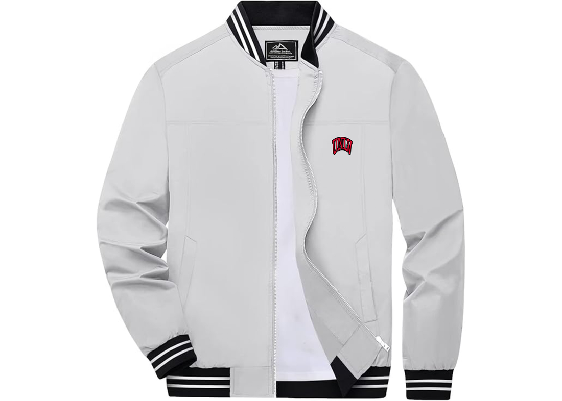 Men's UNLV Rebels Lightweight Zip-Up Bomber Jacket with Ribbed Collar and Cuffs Versatile Casual Outerwear