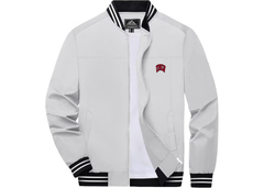 SweatRo Men's UNLV Rebels Lightweight Zip-Up Bomber Jacket with Ribbed Collar and Cuffs