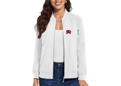 SweatRo Women's UNLV Rebels Premium Bomber Jacket with Polished Detailing and Functional Sleeve Pocket Modern Luxury Outerwear