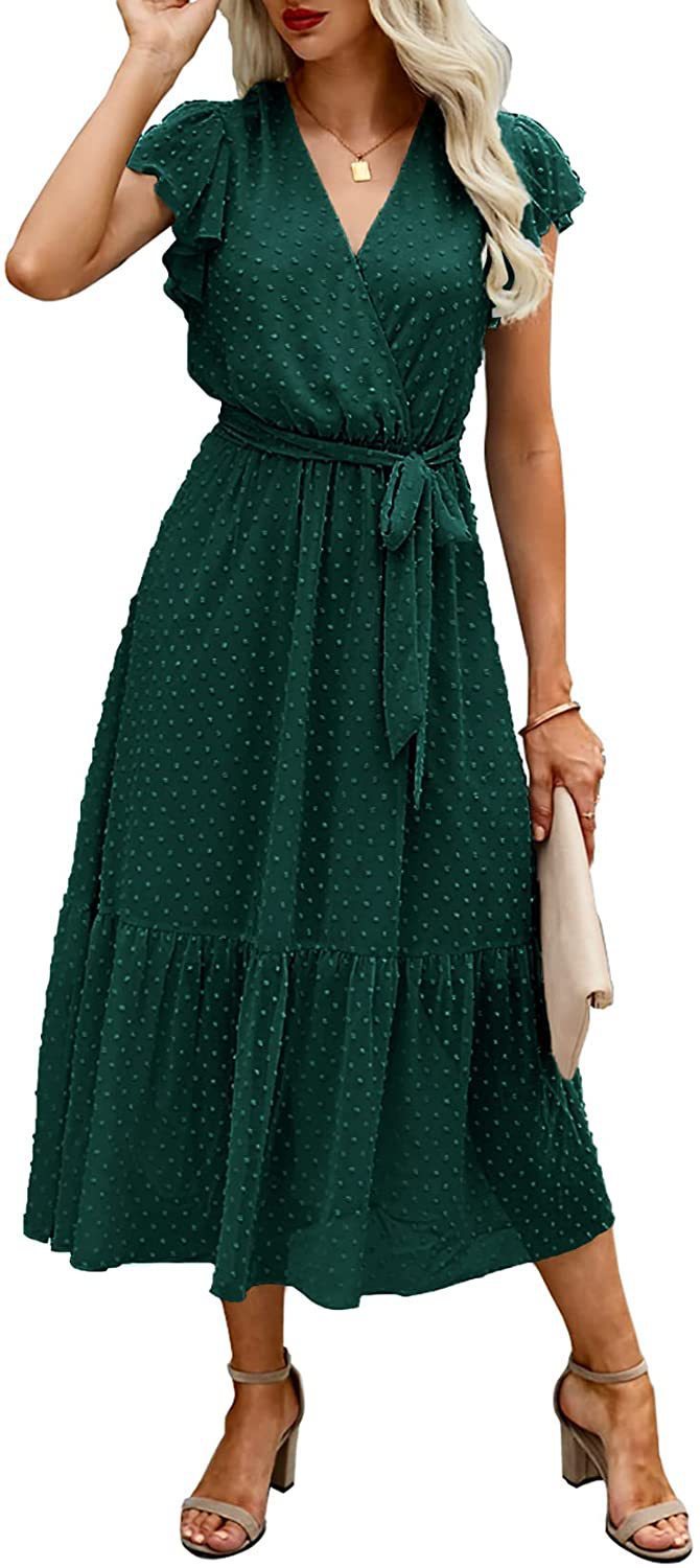 Printed V-neck Cross Lace-up European Clothing Skirt
