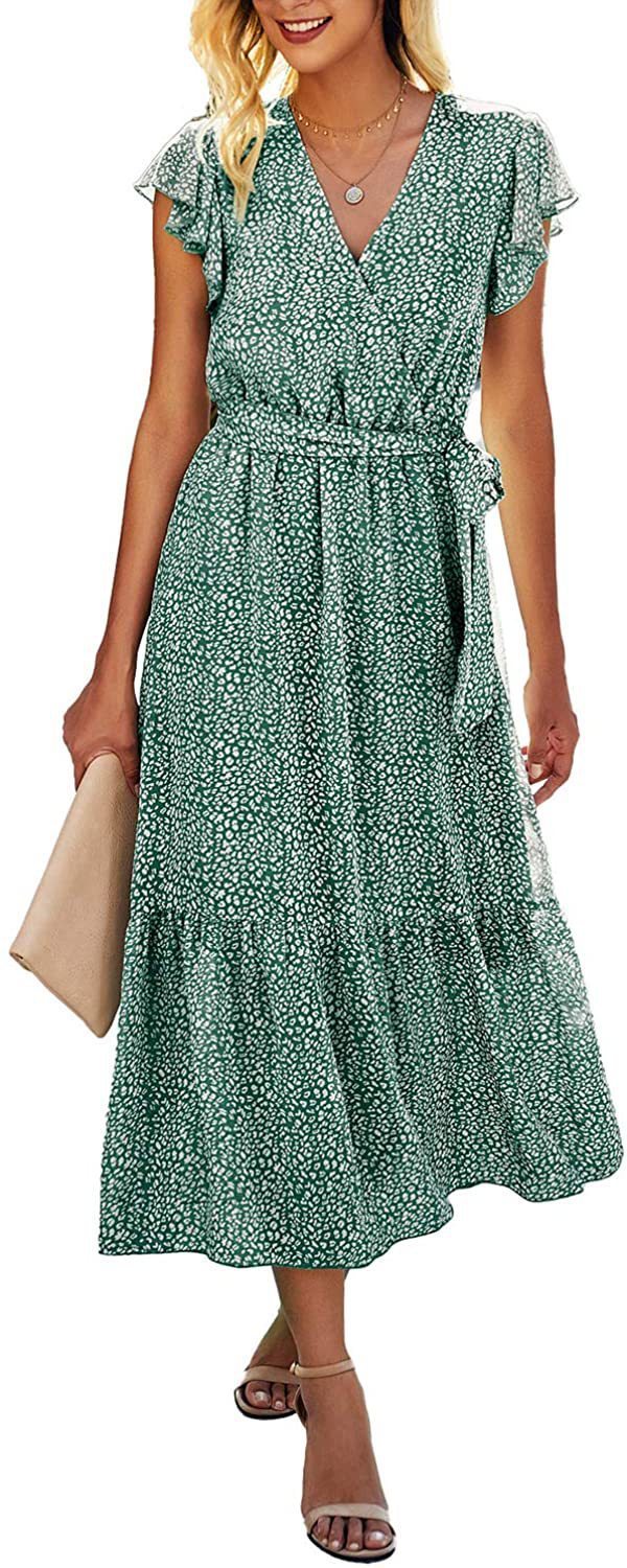 Printed V-neck Cross Lace-up European Clothing Skirt