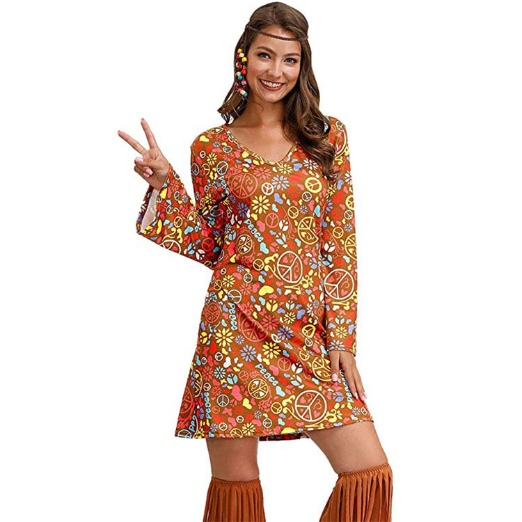 Hippie Print Dress Women Clothing