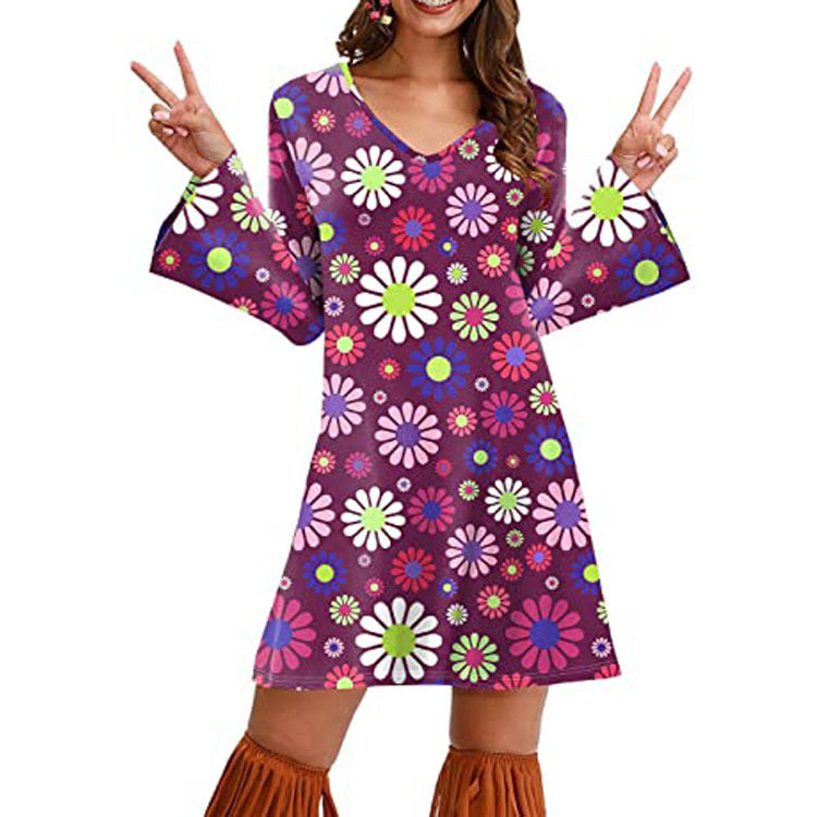 Hippie Print Dress Women Clothing